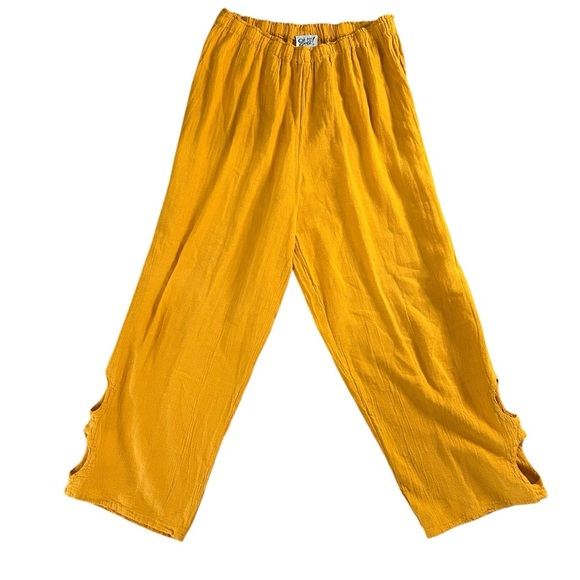 Oh My Gauze! Cloud Pant Size 1 Mustard Yellow Cropped Lightweight Lagenlook Boho - Picture 8 of 8